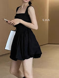 White Sling Dress Fairy Summer Sweet Hot Girl Temperament Dress Waist High Sense Small Fluffy Short Skirt