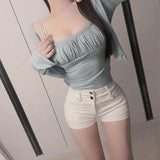Temperament Repair Body Pure Lust Lace Splicing Sling Sling T-Shirt + Long-Sleeved Sunscreen Shirt Two Sets Of Women