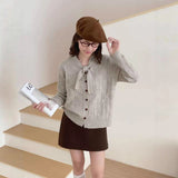 Blossoms With Round Collar Knitted Sweater Spring And Autumn Women's Casual Knitted Knitted Jersey Long Sleeve Tide