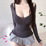Autumn Dress New Round-Neck Temperament Slim Slim Slim Top Han Jersey Long Sleeve Tight Bottom Shirt T-Shirt Girl