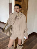 Autumn And Winter New Korean Version Of The Knitted Shirt Shorts Three-Piece Set Of Loose Lazy Casual Lazy Sweater Set