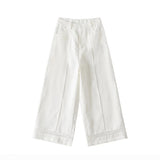 Linen Broad Leg Pants Women 2026 Summer New Retro Style High-Waist Pocket Loose Straight Slacks
