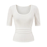 Pure Hottie Temperament Shoulder-To-Shoulder T-Shirt T-Shirt Girl Summer New Slimming Inside The Hot Girl Short-Sleeved Top