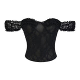 Spice Girl's New Lace Slings Summer New Lace´ø Vests One-Word Shoulder-Smeared Suspension Slings