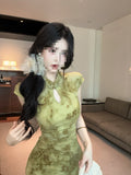 New Chinese Style Improved Cheongsam Dress Gentle Wind Beautiful Body Repair Kite Short Dress 2026 Summer