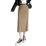 French Cank Open Knitted Half Dress Women's Autumn And Winter High-Waisted Hip Straight Skirts In The Long Thin A-Word Skirt