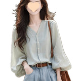 French Temperament Long-Sleeved Shirt Women 2025 New Unique Design Sense Fashion Temperament Loose Summer Women's Clothing