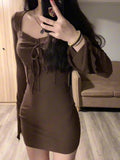 Hottie Style Collar Dress Women Autumn And Winter New Super Good-Looking Little Mother Wind Bag Hip Skirt Inside The Skirt