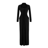 Holiday Style Solid Color High-End Feeling Hanging Neck Tset Dress Women Autumn New Hottie Sexy Shoulder Bag Hip Dress