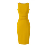 One-×Ö Collar Folded Vest Dress Femininity Elasticity Slime Sleeveless And Sleeveless Long Dress