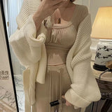 Autumn And Winter New Knitted Cardigan Women 2026 High Sense Loose Belt Bathrobe Lazy Sweater Coat Thick