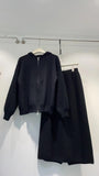 Casual Sports Set Women's Autumn/Winter 2025 New Hoodie Knitwear Knitwear Jacket + Two-Piece Skirt