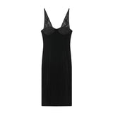 BSK&TRAF Women's Spring 2026 New Sexy Dewlace Gold Velvet V-Neck Dress 9937986