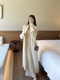 Lazy Wind Relaxes Soft Long Sweater Coat Women Early Autumn And Winter Korean Version Of Loose Long-Sleeved Over-Knee Knitted Open Shirt