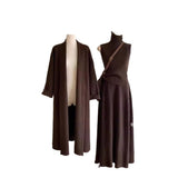 Fashion Suit Women's Autumn And Winter Lazy Loose Knitted Long Shawl Cardigan + High-Neck Sweater + Half-Dress Three-Piece Set