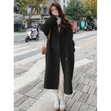 Imitation Cashmeet Coat Woman 2025 Autumn And Winter New Korean Version Of Loose Medium And Long-Term Hepburn Wool Coat Woman
