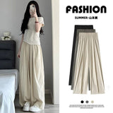 Apricot Yamamoto Broad Leg Trousers Women 2025 Summer New Gentle Wind High-Waist Loose Display Thin Lazy Casual Pants