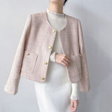 Pink Small Fragrant Coat 2025 French High-End Sense Of The New Temperament Long-Sleeved Short Round Collar Top