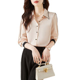 Spring Dress 2025 New Temperament Chic Coat Chiffon Shirt Lady High-End Beautiful Small Shirt Lady