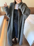 Lazy Wind Relaxes Soft Long Sweater Coat Women Early Autumn And Winter Korean Version Of Loose Long-Sleeved Over-Knee Knitted Open Shirt
