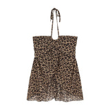 Vintage Leopard Dew Back Hanging Neck Sling Small Vest Summer Hottie Korean Version Of The Coat Wear