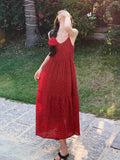 Dopamine French Red Broken Flower Sling Dress Femininity Tea Break First Love Dress Seaside Holiday Dress