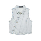 Spring New Denim Smeard Vest 6147107 Low-Rise Jeans 6147116