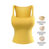 Pure Hot Girl Comic Chest U Collar Vest Women Summer New Wear With Chest Pad Elastic Repair Inside The Top Woman