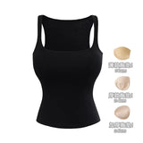 Pure Hot Girl Comic Chest U Collar Vest Women Summer New Wear With Chest Pad Elastic Repair Inside The Top Woman