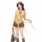 Lotus Leaf Side T-Shirt T-Shirt Women's Autumn Babes Repair Body Pure Want Bottom Shirt