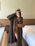 Lazy Wind Relaxes Soft Long Sweater Coat Women Early Autumn And Winter Korean Version Of Loose Long-Sleeved Over-Knee Knitted Open Shirt