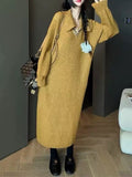 Autumn And Winter Languid Retro Knitted Dress Woman 2025 New Long Fashion Loose Fat Mm Large Size Sweater Dress