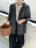 Korean Milk Whirling Soft Sweater Cardigan Dress Woman 2025 New Autumn And Winter Lazy Loose Warm Long-Sleeved Knit Coat