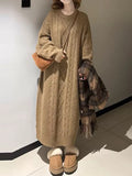 French Languid Round-Neck Knitted Dress Women's Autumn And Winter Loose Design Sense Thin Temperament Long Sweater Skirt