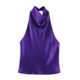 2025 Summer New Silk Hysm Texture Hanging Neck Dress 3203317 Vatry Dress 3210317