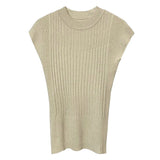 South Korea's New Summer Temperament Half-High Collar Body Tight Body Slim With Short-Sleeved Knit T-Shirt Top Women Ins