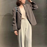 Spring And Autumn Small Suit Jacket Women Casually With British Wind Gray Short In Suit Small Man Tops