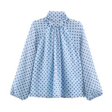 Spring New Wave Point Printing Neckline With Shirt 2075103107