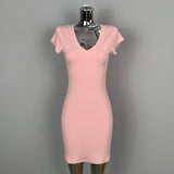 8 Color Optional] V-Neck U-Neck Short-Sleeved Dress Tight Body Thin-Handed-Butled To Show Body Pure Desire Short Skirt