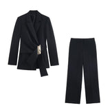 BSK&TRAF Women's Summer 2026 New Buckle-Dressed Suitge 9363590 Straight Trousers 9350590