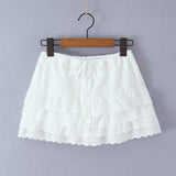 BSK&TRAF Women's New Spring 2026 Embroidered Lace Blouse + Hollow Embroidered Cake Skirt