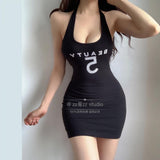 Sports Hanging Neck Hanging Dress Women's Summer Dress Hottie Pure Lust Style Design Temperament Tight Body Thin Ass Hip Skirt