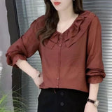 New Autumn Round-Neck Shirt Solid Color Slim Long Sleeves Of Korean Version Of The Fashion Explosion Temperament Tat-Shirt