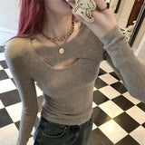 De-Velvet Hollow Hottie Girl Bottoming Shirt In Autumn And Winter Small Temperament Granulating Long Sleeves On The Top