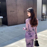 New Chinese Spring French Vintage Purple Ink Suspension Dresses Two-Set High-End Sensational Dress