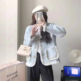 Autumn And Winter 2025 New Round-Neck Long-Sleeved Small Fragrant Wind Casual Coat Women's Large Size Coat