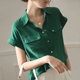 2025 New Small Chiffon White Shirt Casual Women's Summer Thin Design Temperament Blouse