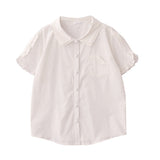 Summer New Girl Sweet Doll Shirt Loose Round Tie With Black Strap Skirt