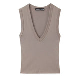 BSK&TRAF Women's Summer 2026 Summer New Simplicity Fashionless V-Necked Cotton T-Shirt 41743