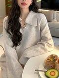 Autumn And Winter Languid Retro Knitted Dress Woman 2025 New Long Fashion Loose Fat Mm Large Size Sweater Dress